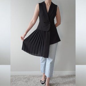 Actuel Black Double Breasted Asymmetrical Vest Size S